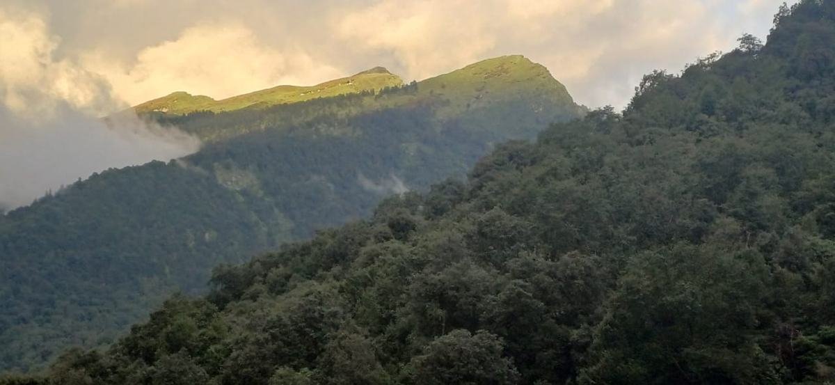 Sunlit ridge above Chopta